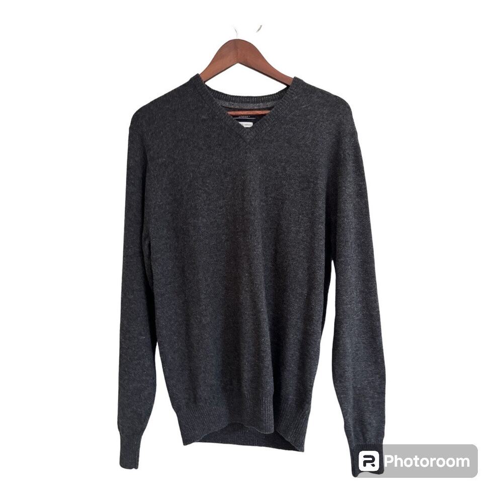 Dustin Men’s Sweater Pullover 100% Lambswool V Neck Gray